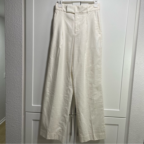 Banana Republic High Rise Linen Blend Wide Leg Trousers White Ecru - Picture 5 of 13